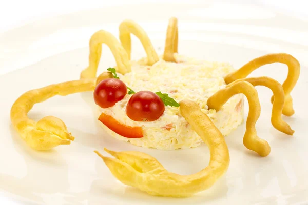 Salada com queijo e carne de caranguejo — Fotografia de Stock