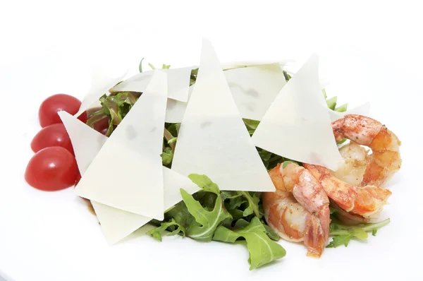 อาหารอารุกูล่ากับกุ้ง — ภาพถ่ายสต็อก