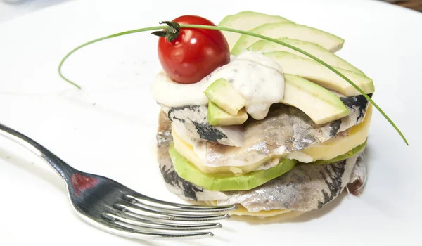 Salada de arenque com molho — Fotografia de Stock