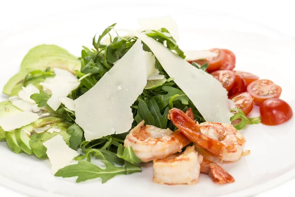 Salad with cheese and shrimp — Stock Photo, Image