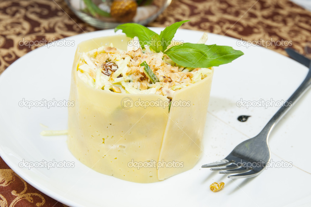 Salad with cheese and nuts