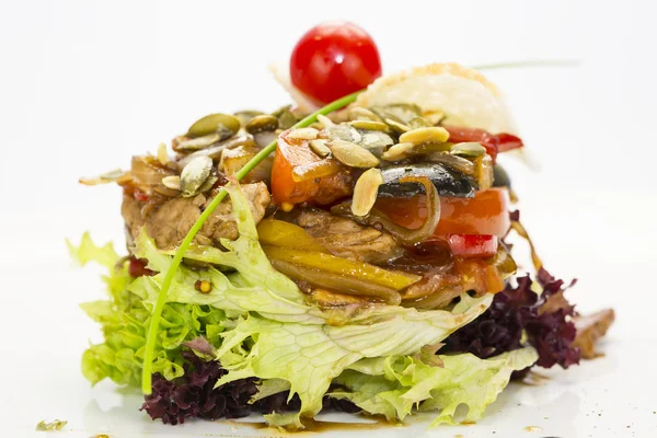 Warmer Salat mit Gemüse und Fleisch — Stockfoto