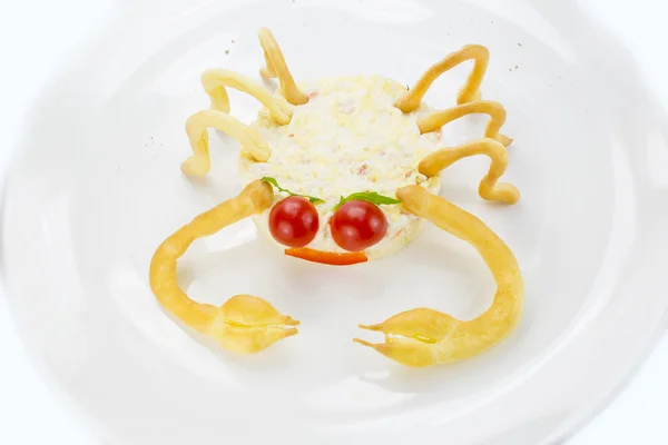 Salada com queijo e carne de caranguejo — Fotografia de Stock