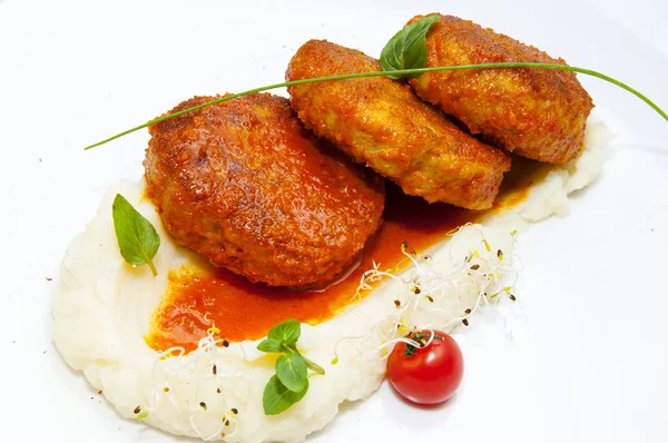 Fresh cutlet with tomato — Stock Photo, Image