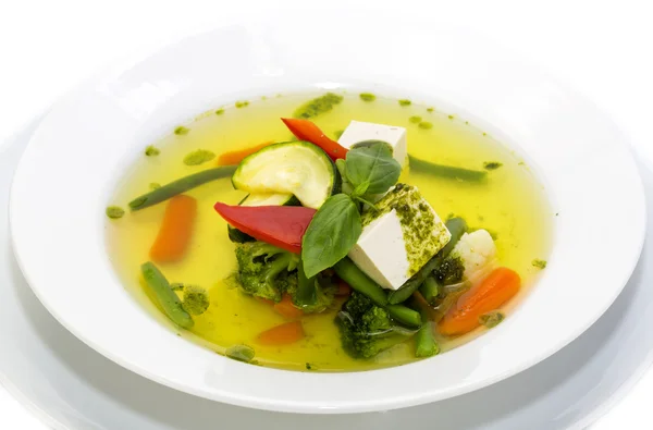 Sopa com legumes e queijo — Fotografia de Stock