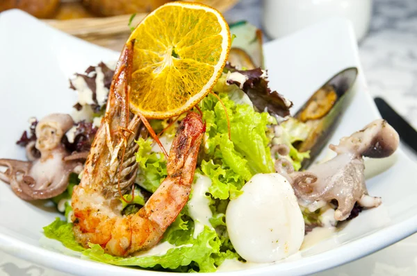 Salat mit Gemüse und Meeresfrüchten — Stockfoto