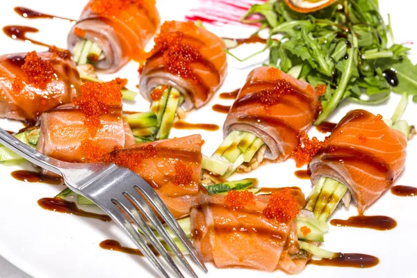 Fish rolls with herbs — Stock Photo, Image