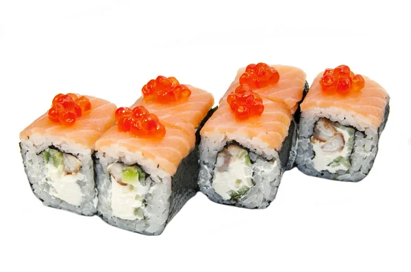 Japanese rolls with fish and vegetables — Stock Photo, Image