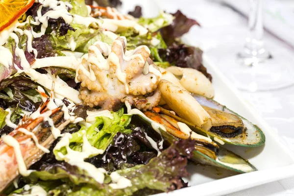 Salat mit Gemüse und Meeresfrüchten — Stockfoto