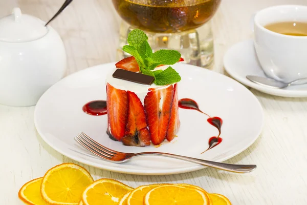 Czekolada deser z truskawkami — Zdjęcie stockowe