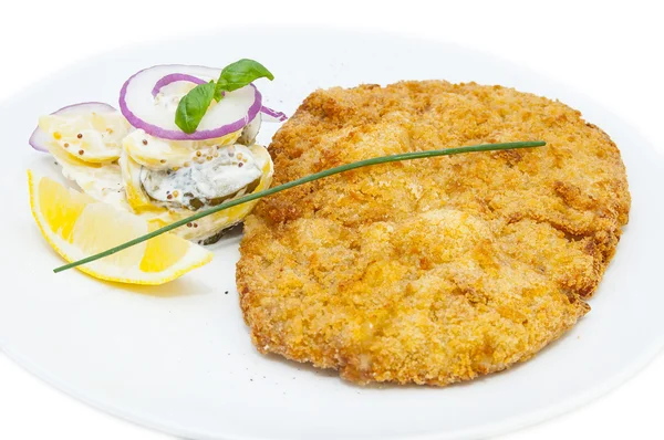 Schnitzel vegetable salad — Stock Photo, Image