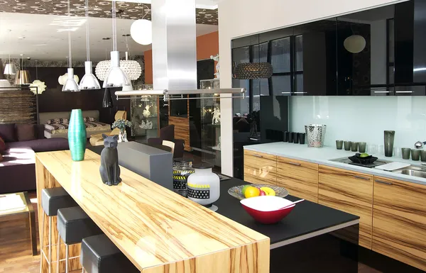 Mobilya ve mutfak aletleri ile güzel iç