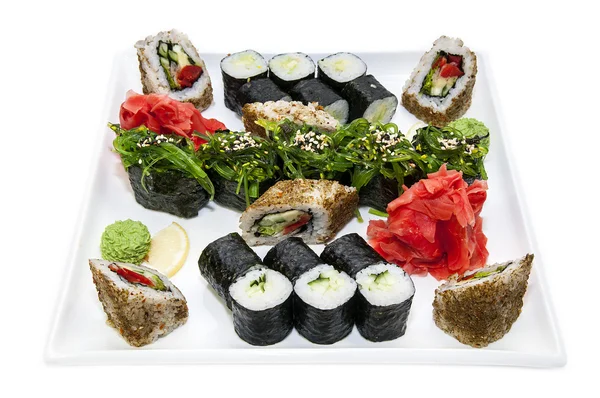 Japanse rollen met vis en groenten — Stockfoto