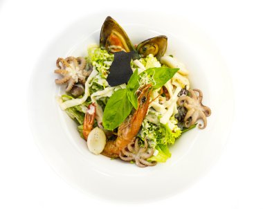 salata sebze ve deniz ürünleri Restoran tablo