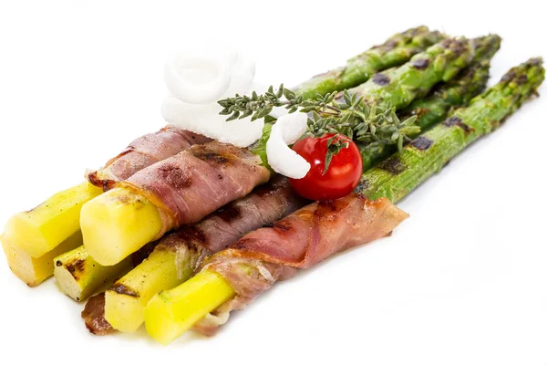 Asparagus and bacon grilled — Stock Photo, Image