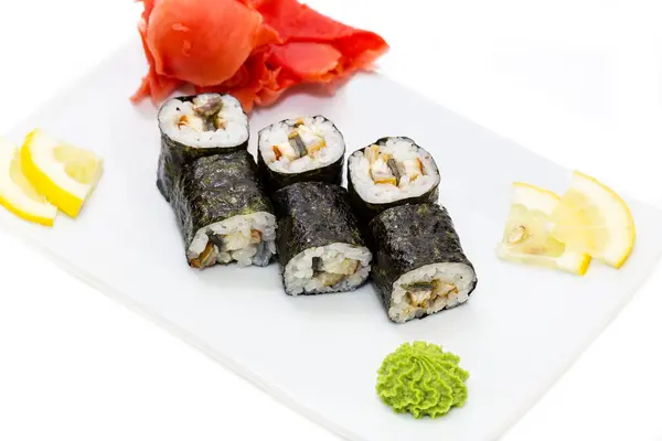 Japanese sushi seafood on a white background — Stock Photo, Image