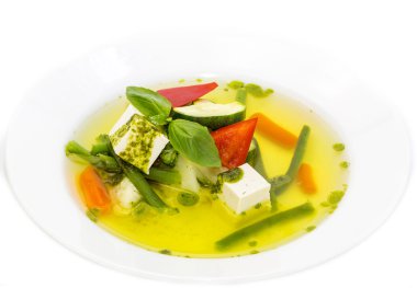 yapılan bir tabloda bir restoranda sebze çorbası