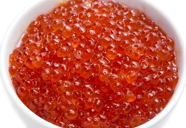 Roter Lachskaviar aus nächster Nähe fotografiert — Stockfoto