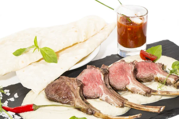 Lamb ribs cooked on the grill — Stock Photo, Image