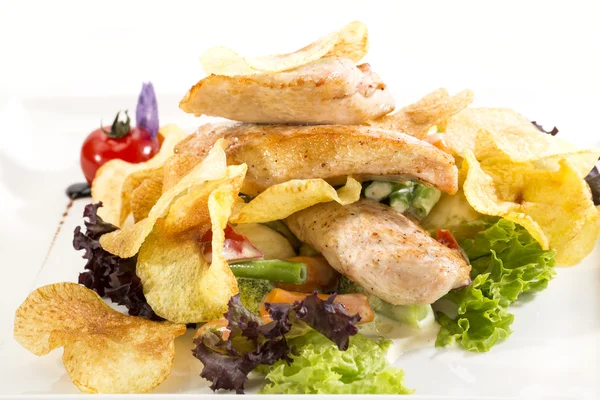 Salad of chicken and potato with vegetables — Stock Photo, Image