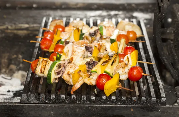 Grillspett av skaldjur — Stockfoto