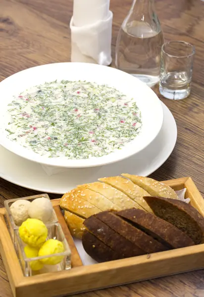 Kalte Suppe aus Milch und Gemüse — Stockfoto