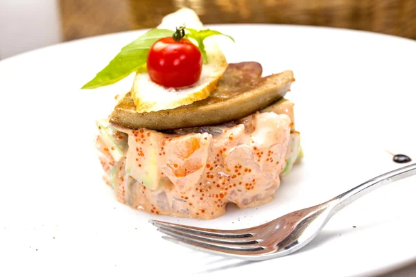 Seafood salad of shrimp fish caviar — Stock Photo, Image