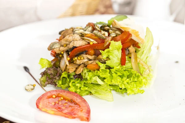 Salat mit Gemüse und Fleisch — Stockfoto