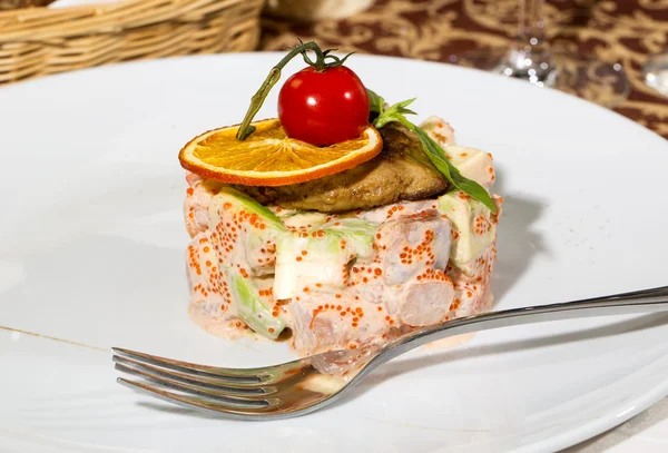 Salade de fruits de mer de caviar de crevettes — Photo