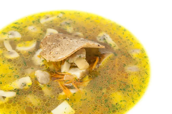 Soupe de légumes et champignons dans un restaurant — Photo