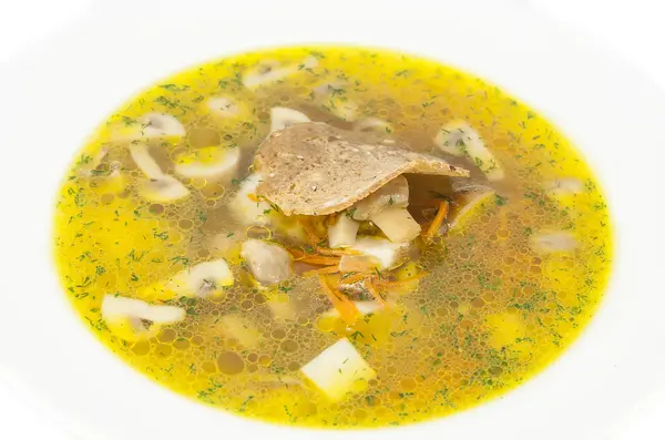 蔬菜和在一家餐馆的蘑菇汤 — 图库照片