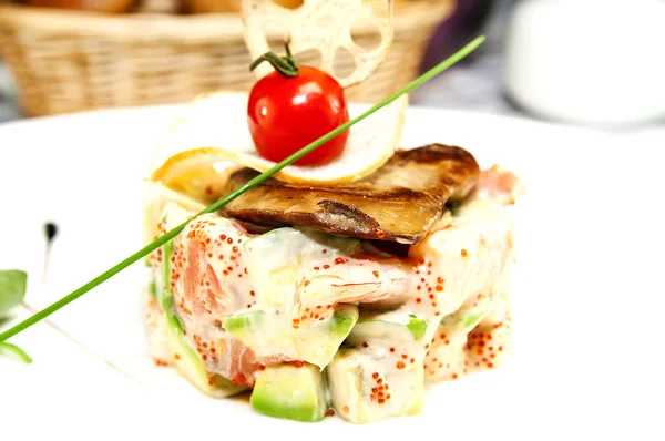Salad, fish and eggs — Stock Photo, Image