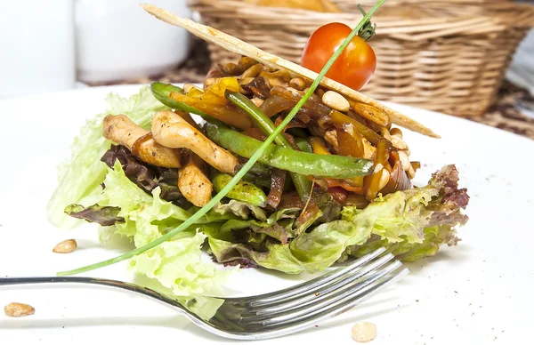 Warmer Salat mit Gemüse und Fleisch — Stockfoto