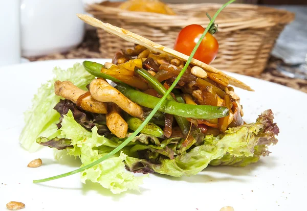 Warmer Salat mit Gemüse und Fleisch — Stockfoto