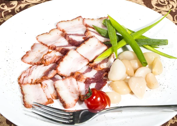 Bacon, lök och paprika — Stockfoto