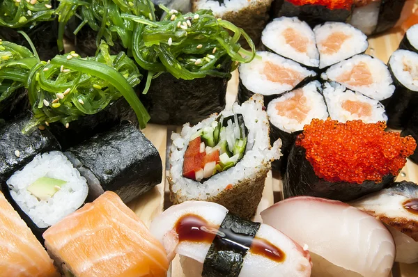 Conjunto de sushi fondo — Foto de Stock