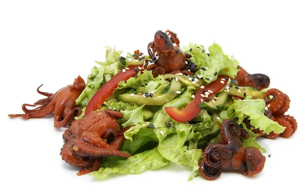 Salad of octopus and cabbage leaves — Stock Photo, Image