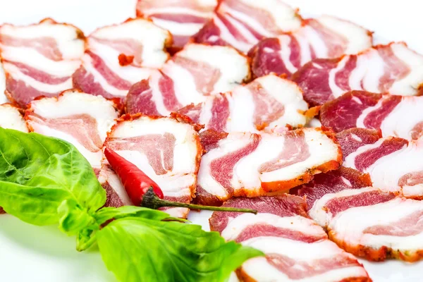 Tocino, cebolla y pimienta — Foto de Stock