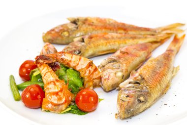 karides salata ızgara balık