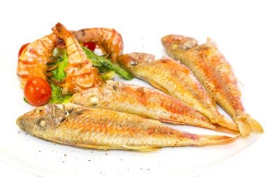 karides salata ızgara balık