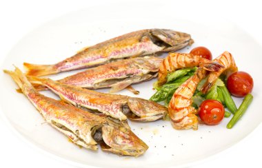 karides salata ızgara balık