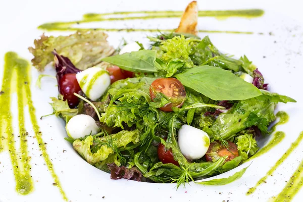 Ensalada con tomates de queso y verduras —  Fotos de Stock