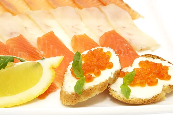 Sliced caviar sandwiches — Stock Photo, Image