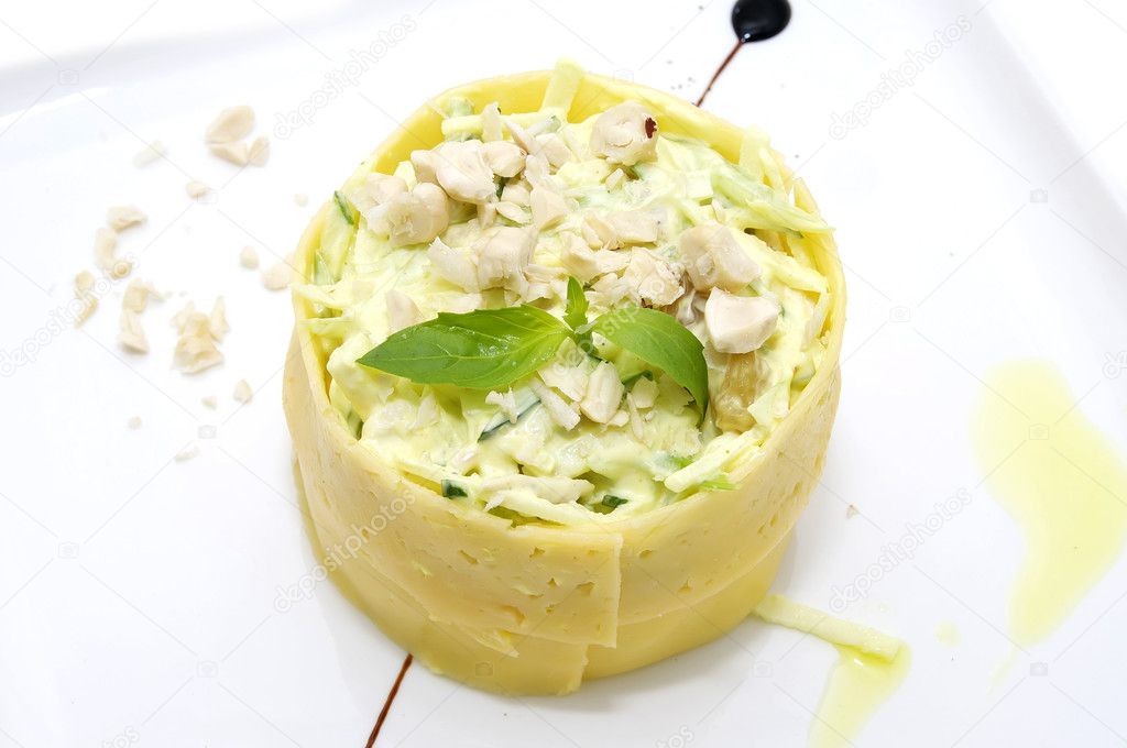 Salad of crab meat cheese and nuts