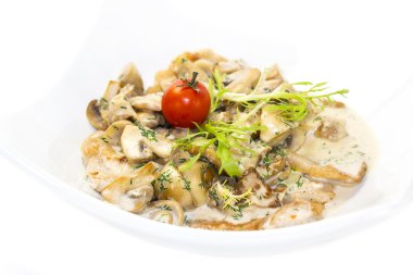 haşlanmış sebzeler ile Krema soslu mantar