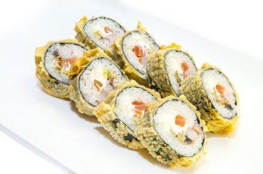 lezzetli deniz ürünleri suşi bir