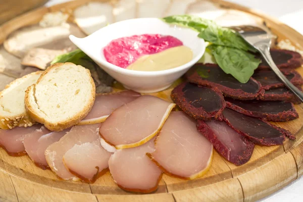 Piatto di salsiccia e pancetta — Foto Stock