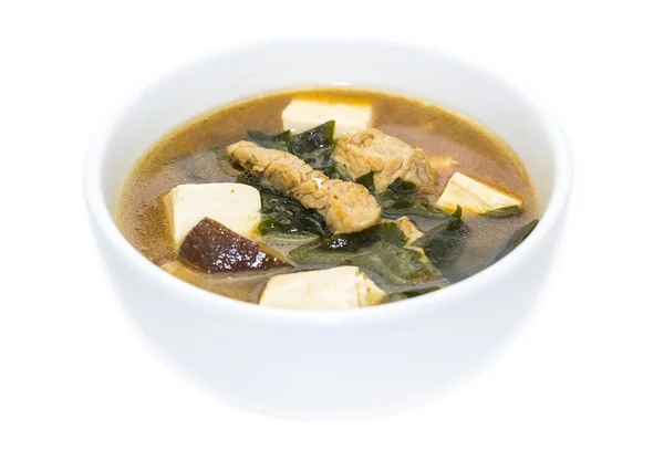 Japonská polévka s houbami a hovězí maso — Stock fotografie