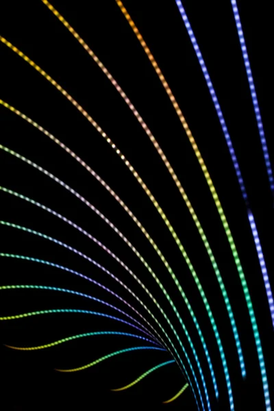 Neon background of lines and bokeh — Stock Photo, Image