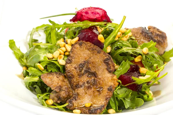 Rabbit liver salad with arugula — Stock Photo, Image